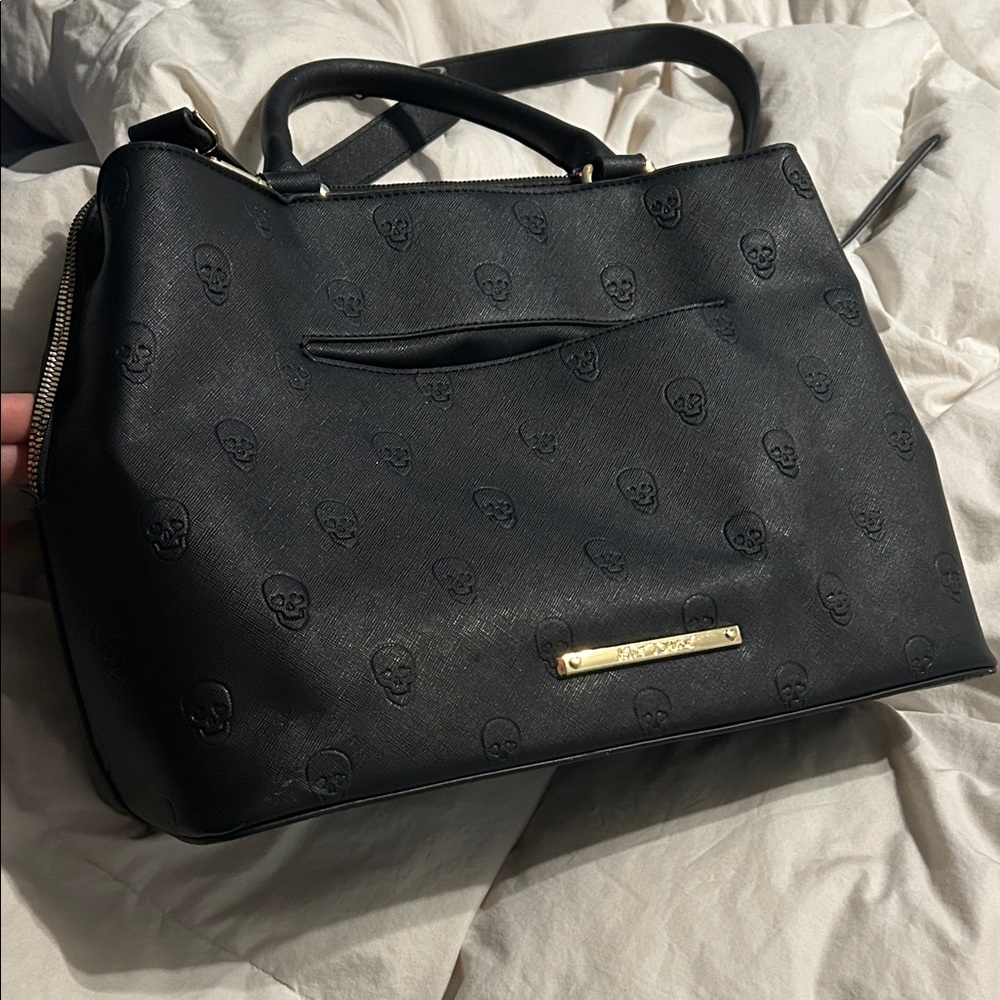 Betsey Johnson skull Tote Bag with Scarf Accent - Picture 2 of 6